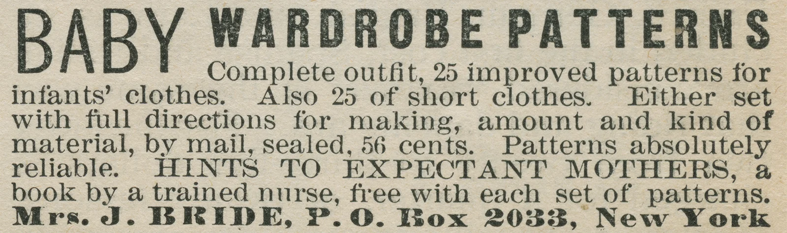 Vintage clipping, Baby wardrobe