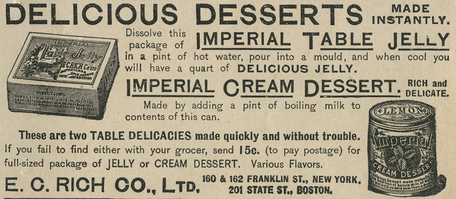 Vintage clipping, Delicious desserts