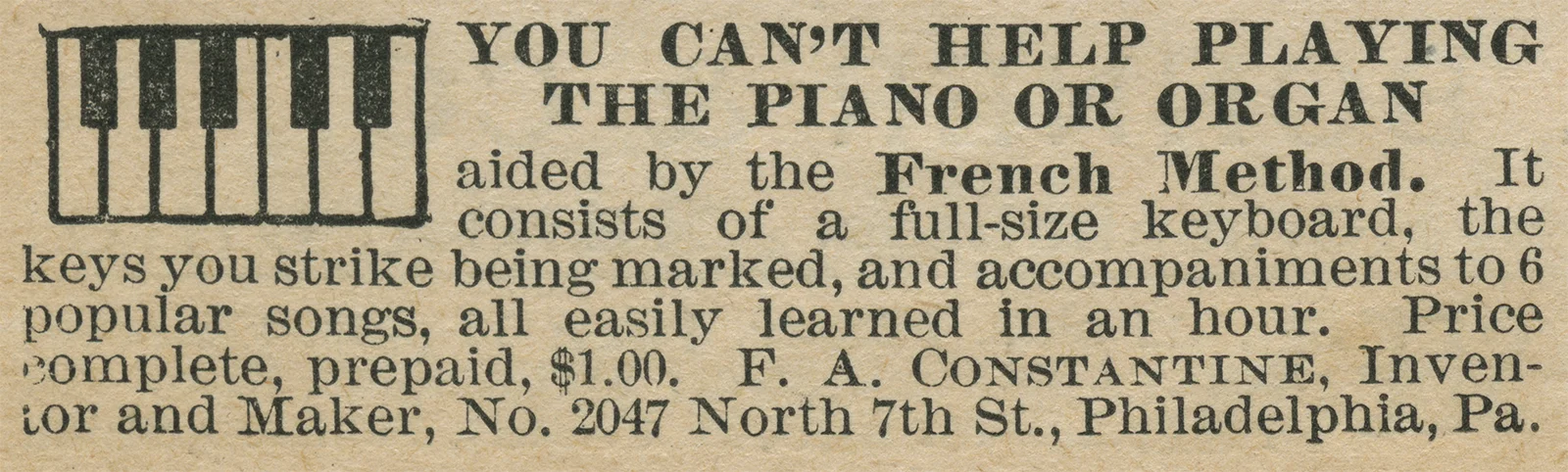 Vintage clipping, French method piano